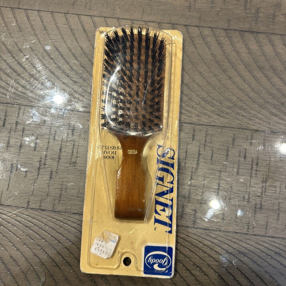 Vintage 1982 Goody Signet Wooden Brush 100% Boar Bristles New #698 Club Brush